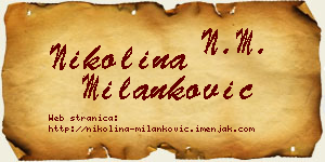 Nikolina Milanković vizit kartica